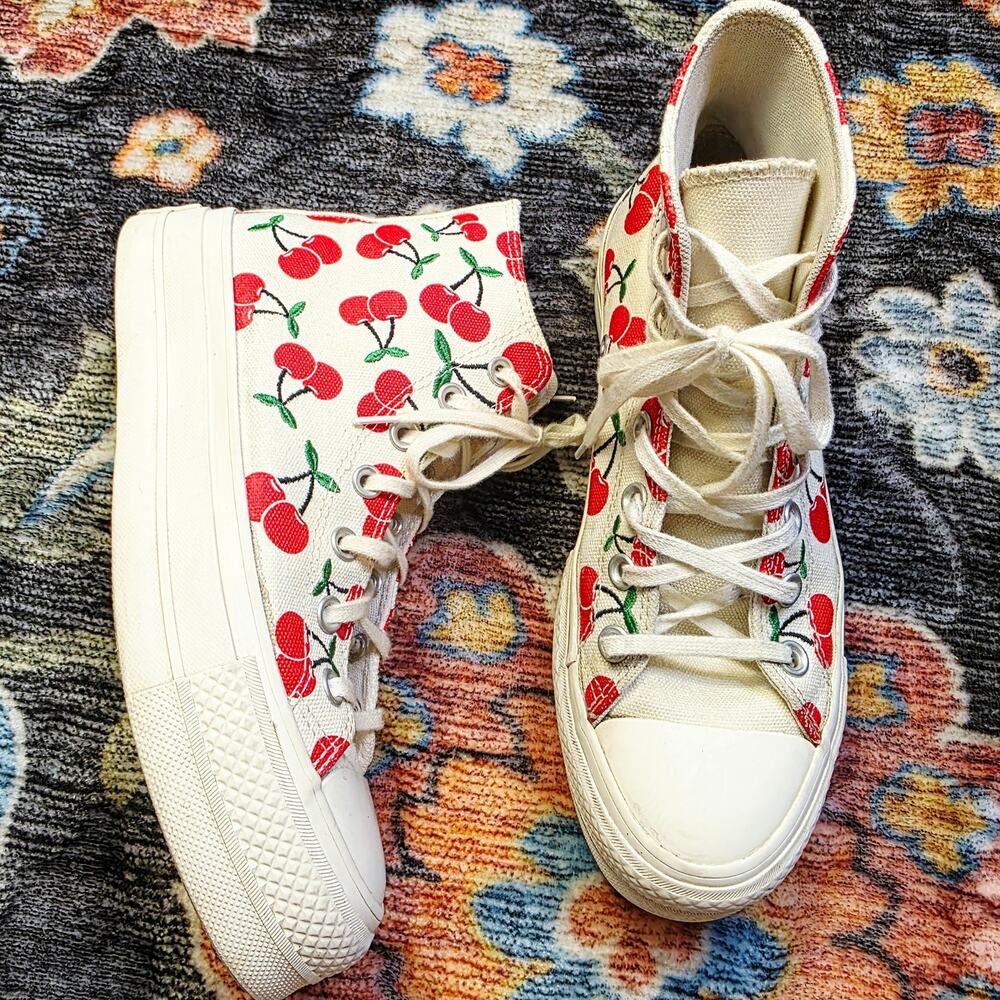 Converse Chuck Taylor All Star Platform Cherry High Top Sneakers Size 7 Cute - Picture 8 of 13